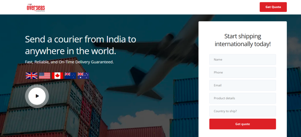 logistics landing page