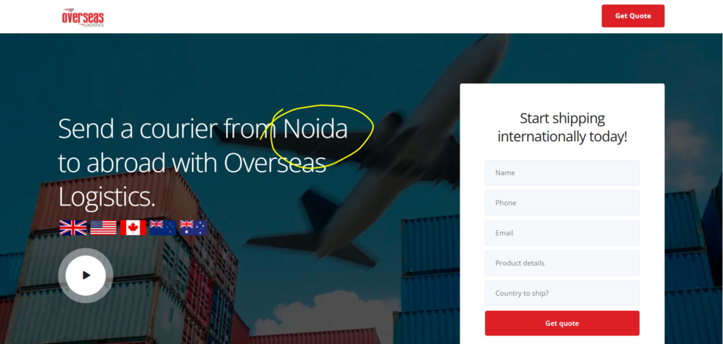 logistics landing page